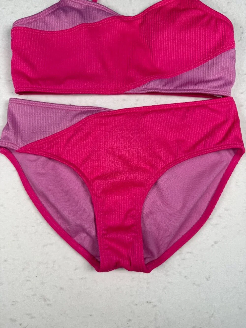 Abercrombie & Fitch Kids Girls Two Piece Swimsuit 11/12 Pink & Purple accent